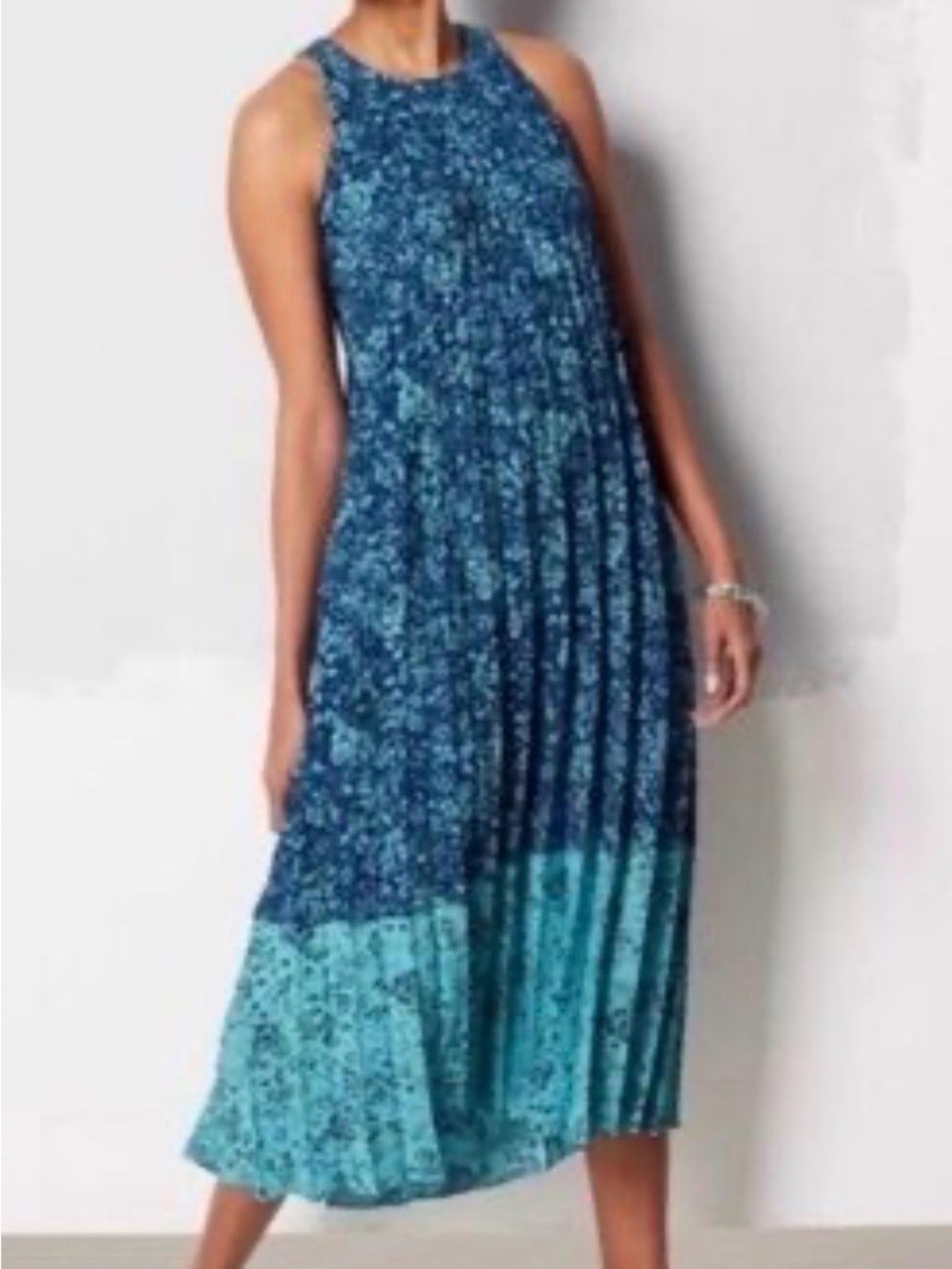 J. Jill Blue Ombre Floral Maxi Dress